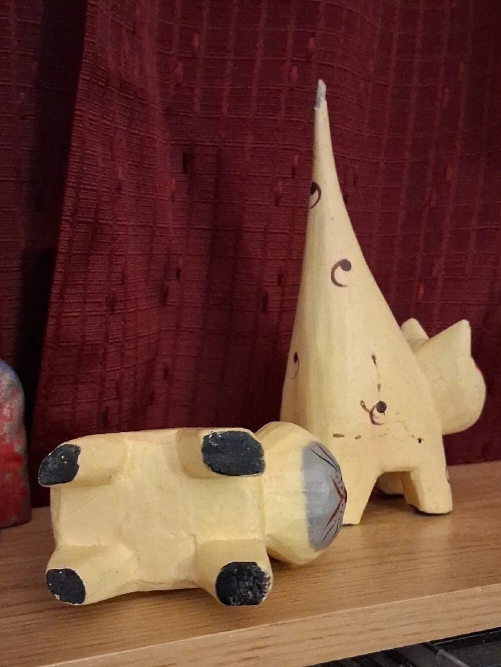 Cat Wooden Statue-2 Cats